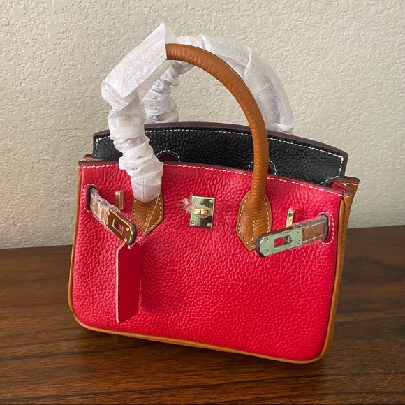 Structured Colorblock Black Gold 20 Lock Key Doctor's Satchel Bag Crossbody B12 - Picture 10 of 10